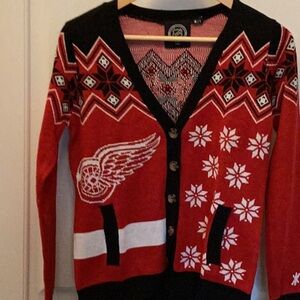 NHL Red and Black Knit  Detroit redwings Sweater